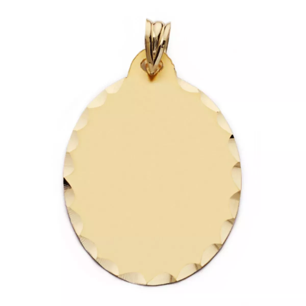 9K PLACA CHAPA OVAL ORO AMARILLO MATE TALLADA 34X23 MM 2