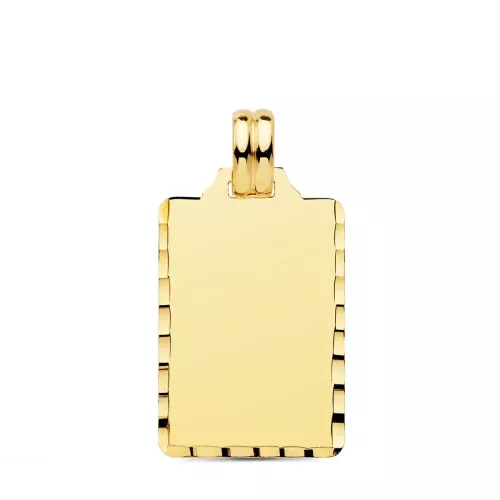 9K PLACA CHAPA ORO AMARILLO LISA ALTO BRILLO TALLADA 24X14 MM 2