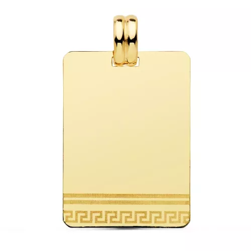 9K PLACA CHAPA LASER ORO AMARILLO GRECA 28X20 MM 3