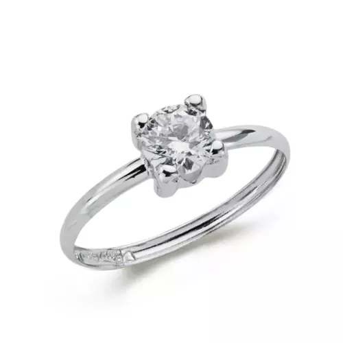 9K SOLITARIO ORO BLANCO EN GARRAS CON CIRCONITA DE 5 MM 0,72gr