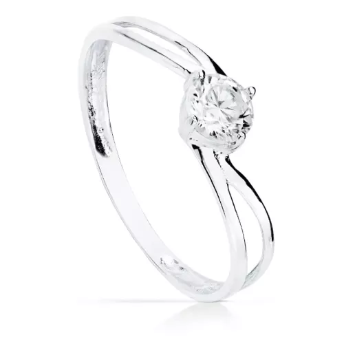 9K SOLITARIO ORO BLANCO CALADO CON CIRCONITA DE 4,5 MM 1,20gr