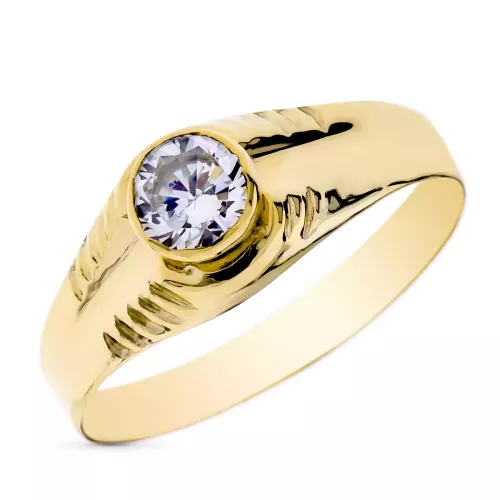 9K SOLITARIO ORO AMARILLO CADETE CON CIRCONITA DE 4 MM. ANCHO: 7 MM 1,38gr