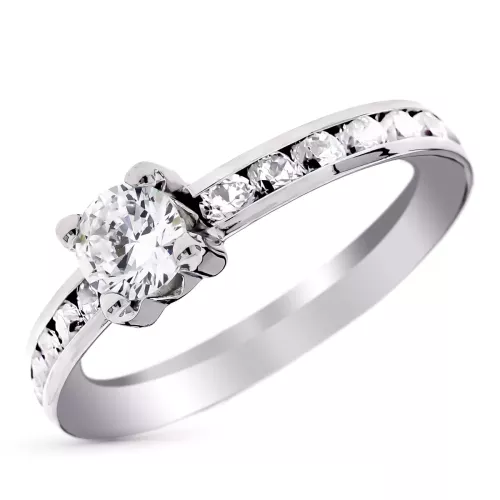 9K SOLITARIO ORO BLANCO CUERPO CIRCONITAS EN CARRIL Y CIRCONITA CENTRAL DE 4 MM 1,26gr