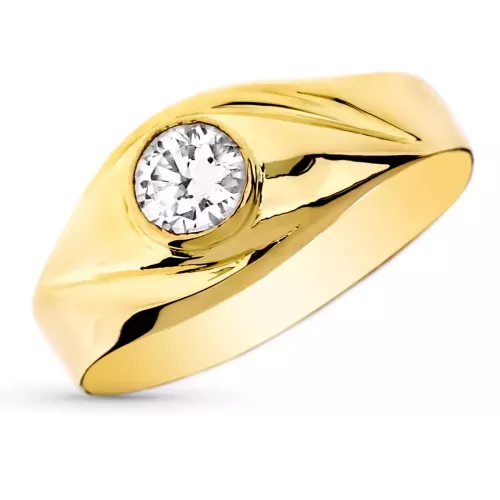 9K SOLITARIO ORO AMARILLO CADETE CON CIRCONITA DE 5 MM. ANCHO: 8