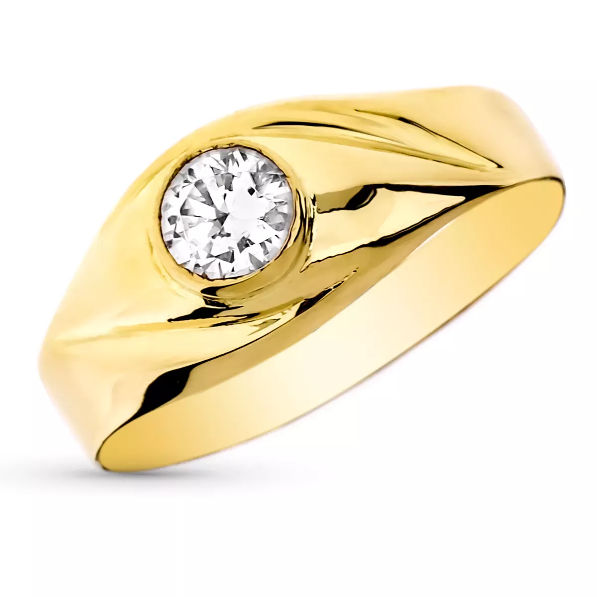 9K SOLITARIO ORO AMARILLO CADETE CON CIRCONITA DE 5 MM. ANCHO: 8