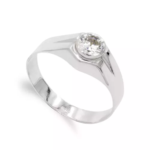 9K SOLITARIO ORO BLANCO HUECO CON CIRCONITA DE 5MM. ANCHO: 8