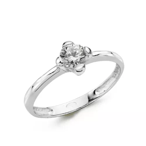 9K SOLITARIO ORO BLANCO CON CIRCONITA EN 4 GARRAS DE 5MM 1