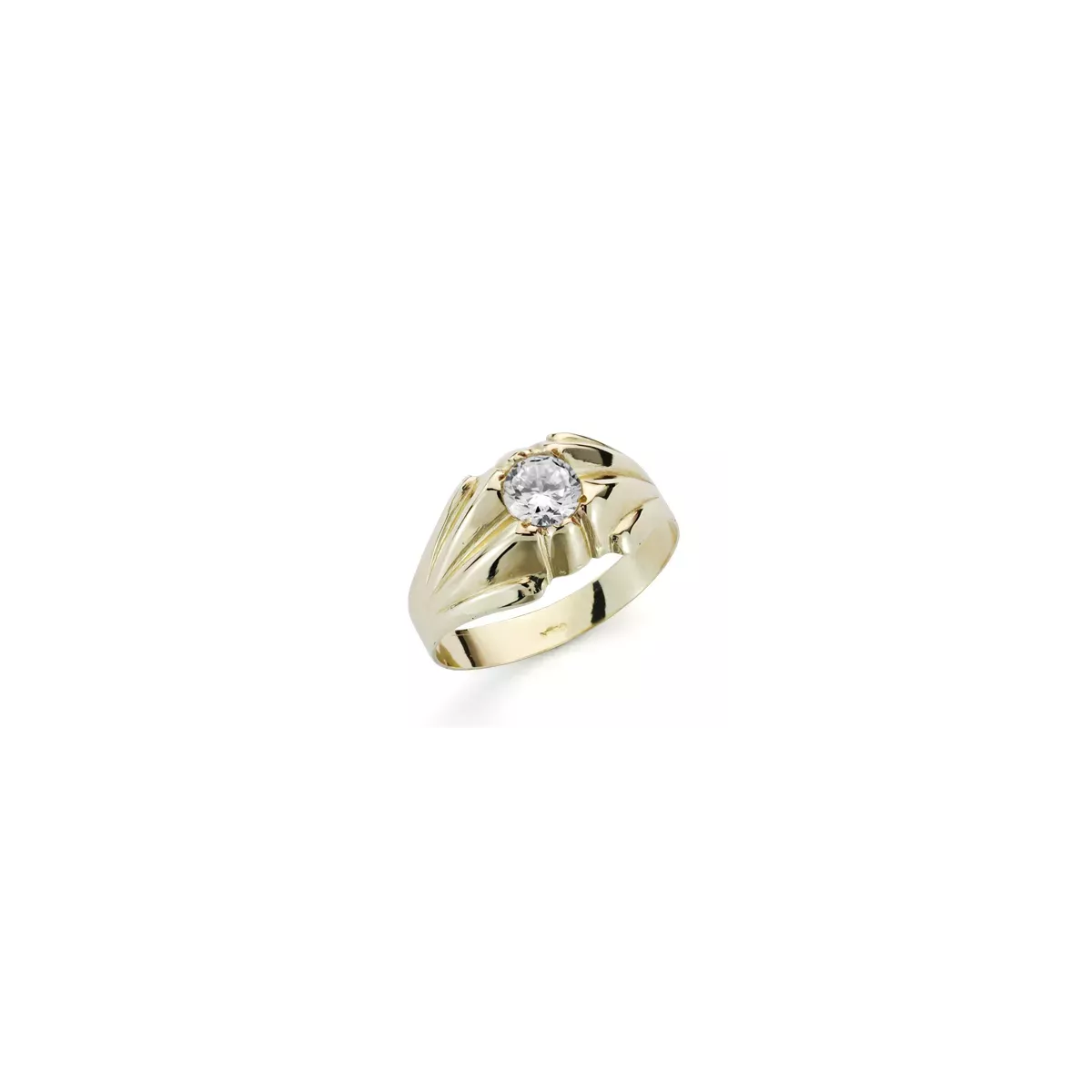 9K SOLITARIO ORO AMARILLO HUECO EN BRILLO CON CIRCONITA DE 5 MM. ANCHO: 10 MM 2
