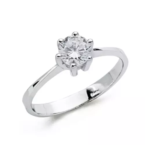 9K SOLITARIO ORO BLANCO CON CIRCONITA EN 6 GARRAS DE 5