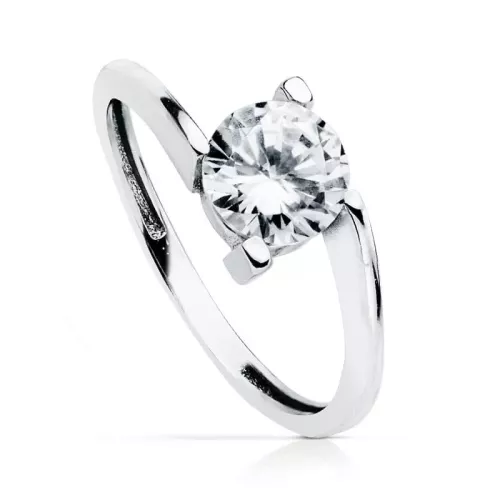 9K SOLITARIO ORO BLANCO CRUZADO CON CIRCONITA DE 7 MM 2