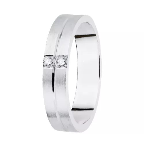 18K ALIANZA ORO BLANCO MATIZADA 4 MM DIAMANTES 0