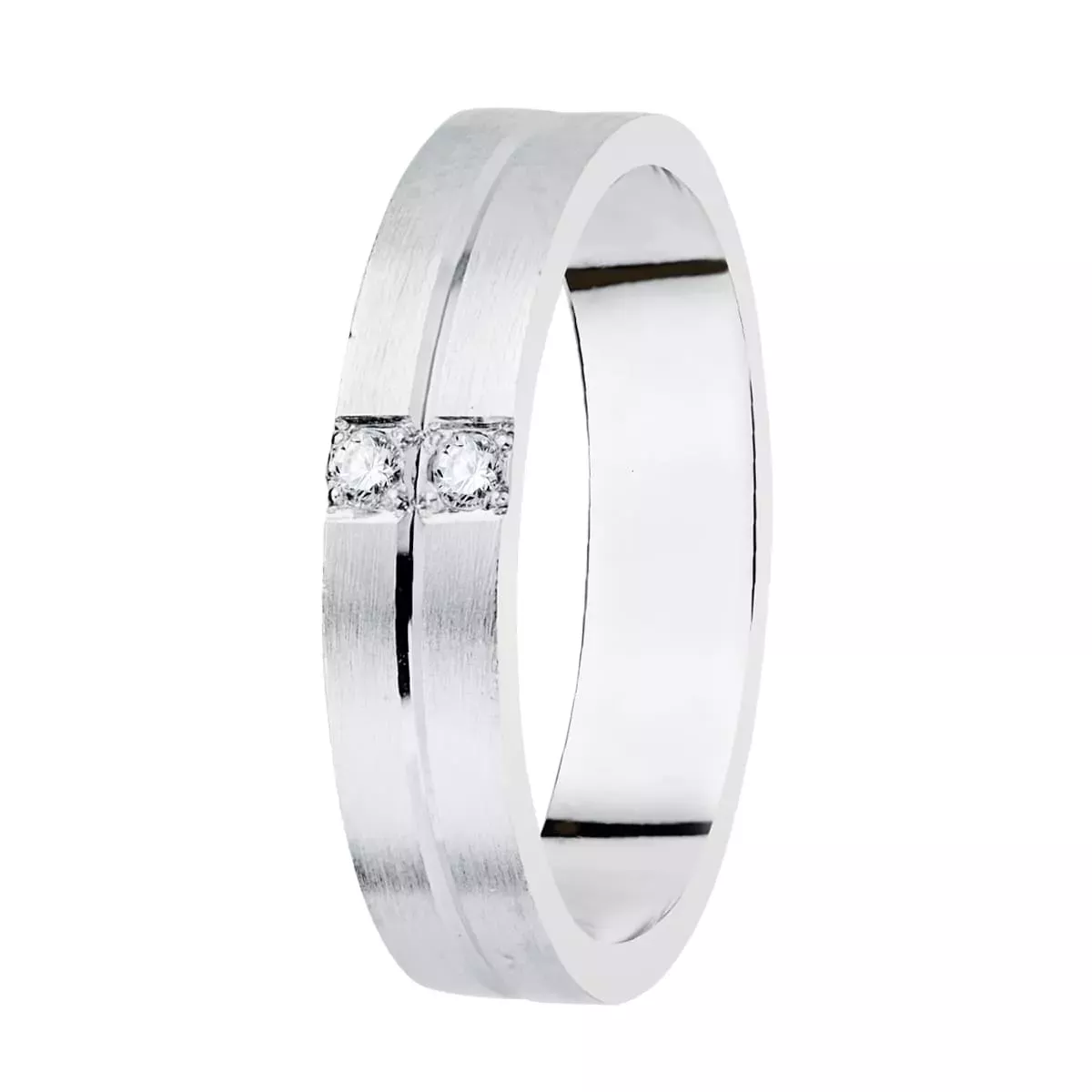 18K ALIANZA ORO BLANCO MATIZADA 4 MM DIAMANTES 0