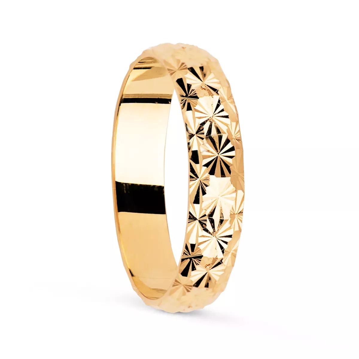 18K ALIANZA ORO AMARILLO DIAMANTADA. ANCHO: 4 MM 2