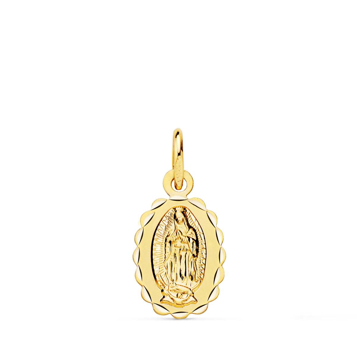 18K MEDALLA ORO AMARILLO VIRGEN DE GUADALUPE OVAL TALLA CLASICA 12 X 9 MM 0
