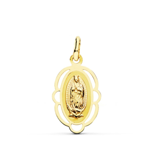 18K MEDALLA ORO AMARILLO VIRGEN DE GUADALUPE CERCO 20X12 MM 0