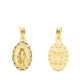 18K MEDALLA ORO AMARILLO VIRGEN DE LA MILAGROSA OVAL TALLADA 15X10 MM 0