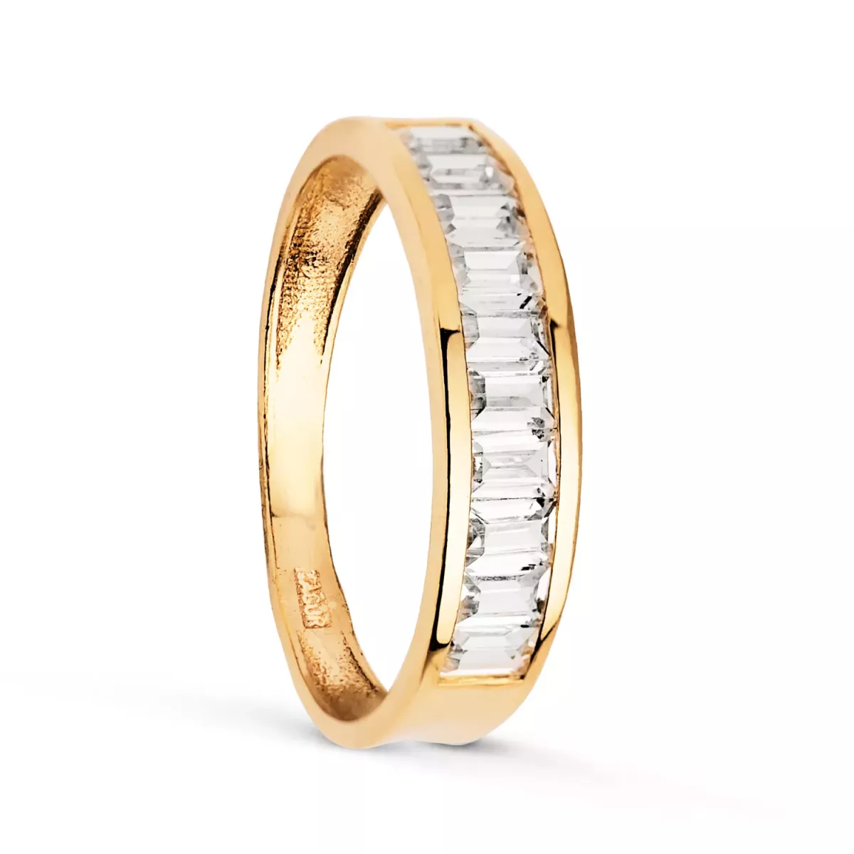 18K ALIANZA ORO AMARILLO CIRCONITA BARRITAS. ANCHO: 4