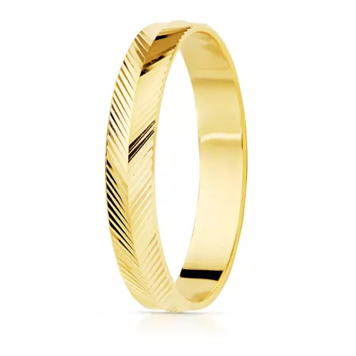 18K ALIANZA ORO AMARILLO TALLADO ESPIGA BRILLO 3,5 MM 2,00gr