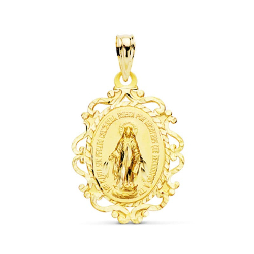 18K MEDALLA ORO AMARILLO VIRGEN DE LA MILAGROSA CERCO 23X16 MM 1.15GR 1