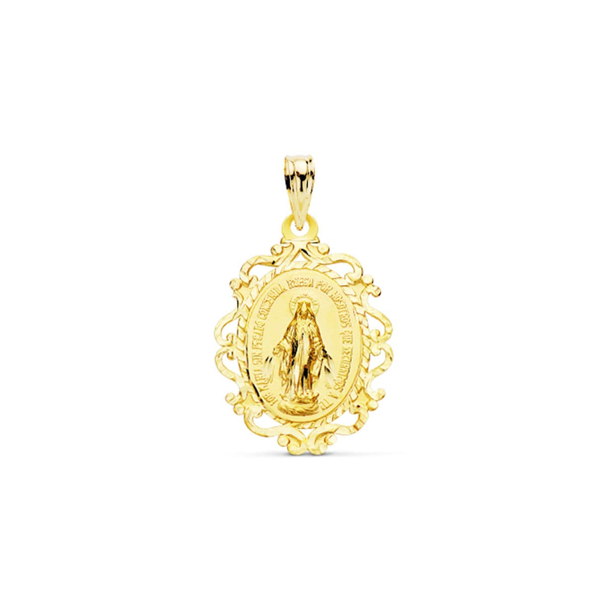 18K MEDALLA ORO AMARILLO VIRGEN DE LA MILAGROSA CERCO 23X16 MM 1.15GR 1