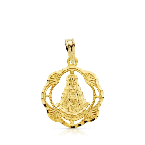 18K MEDALLA ORO AMARILLO VIRGEN DEL ROCIO PANDERETA 20X17 MM 1