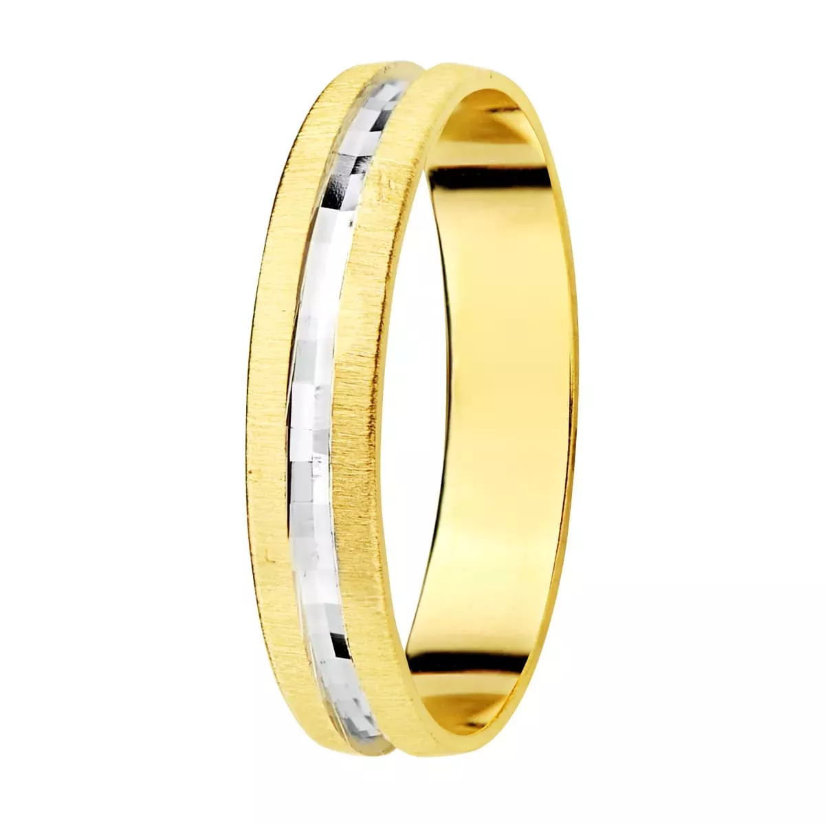 18K ALIANZA ORO BICOLOR TALLADA Y BORDES MATIZADOS. 3