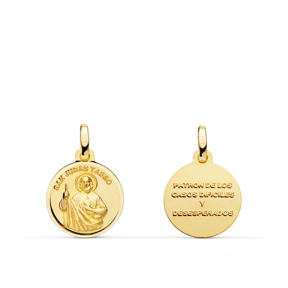 18K MEDALLA ORO AMARILLO SAN JUDAS TADEO TALLADO 14 MM 1