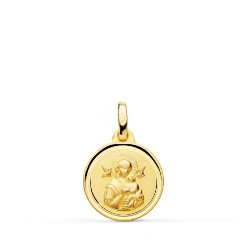 18K MEDALLA ORO AMARILLO VIRGEN DEL PERPETUO SOCORRO BISEL 14 MM 1