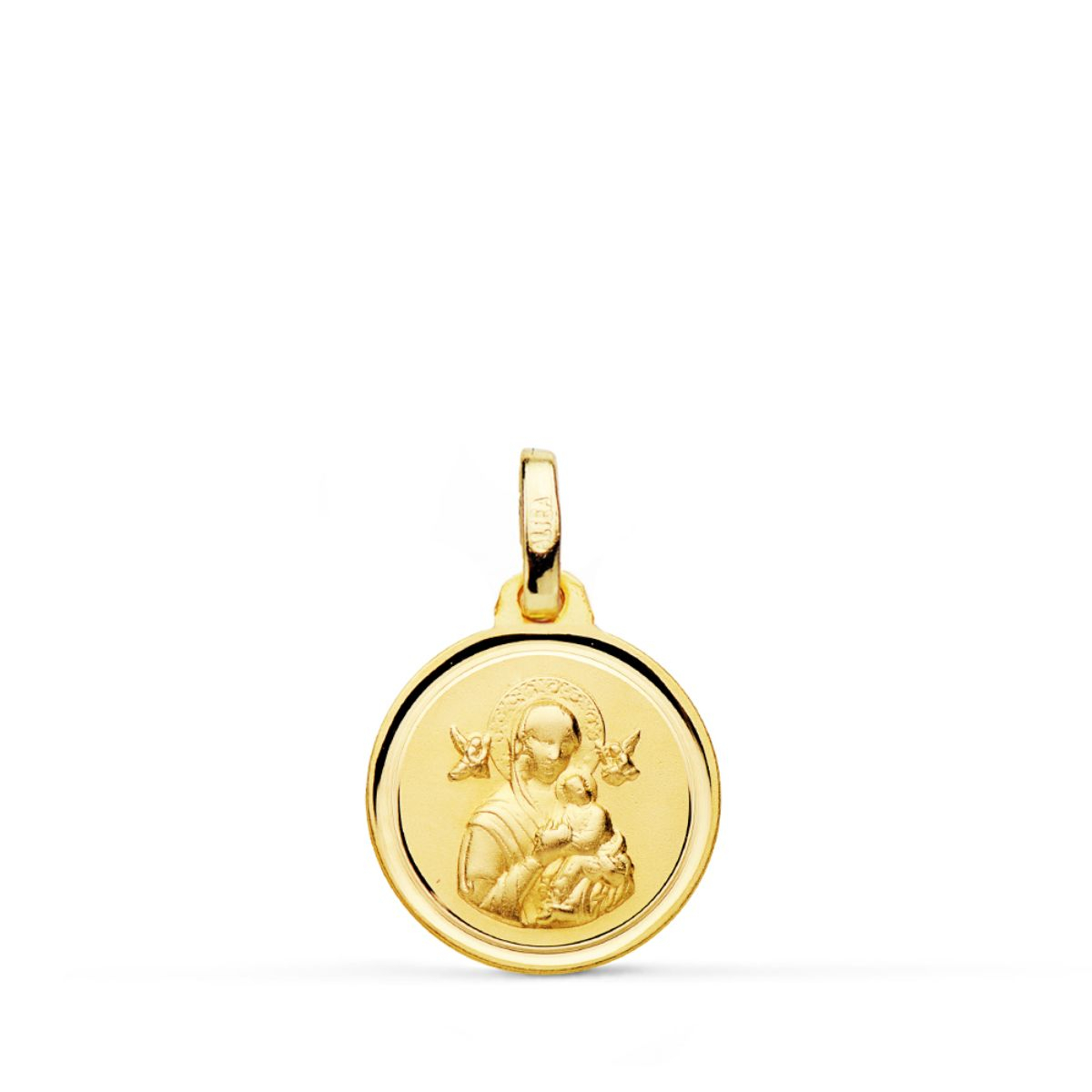 18K MEDALLA ORO AMARILLO VIRGEN DEL PERPETUO SOCORRO BISEL 14 MM 1