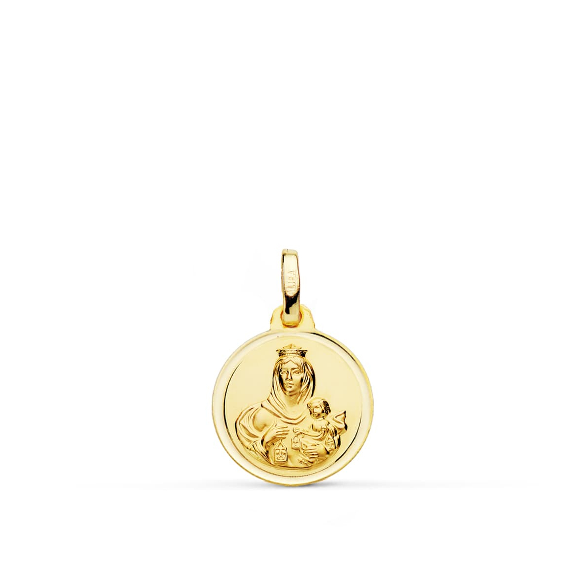 18K MEDALLA ORO AMARILLO VIRGEN DEL CARMEN BISEL 14 MM 1