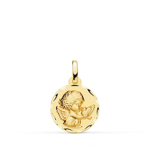 18K MEDALLA ORO AMARILLO ANGELITO BURLON Y PALOMA 14 MM 1