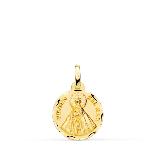 18K MEDALLA ORO AMARILLO NUESTRA SEÑORA VIRGEN DEL MAR 14 MM TALLADA 1