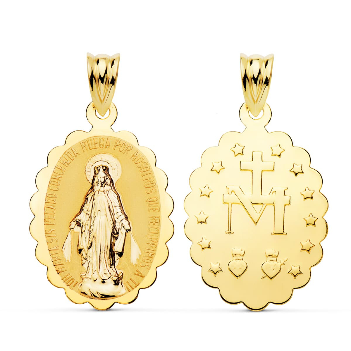 18K MEDALLA ORO AMARILLO ESCAPULARIO ORO AMARILLO VIRGEN DE LA MILAGROSA BRILLO 23x15 MM 1