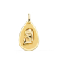 18K MEDALLA ORO AMARILLO VIRGEN NIÑA GOTA EN BRILLO Y MATE 23X15 MM 1