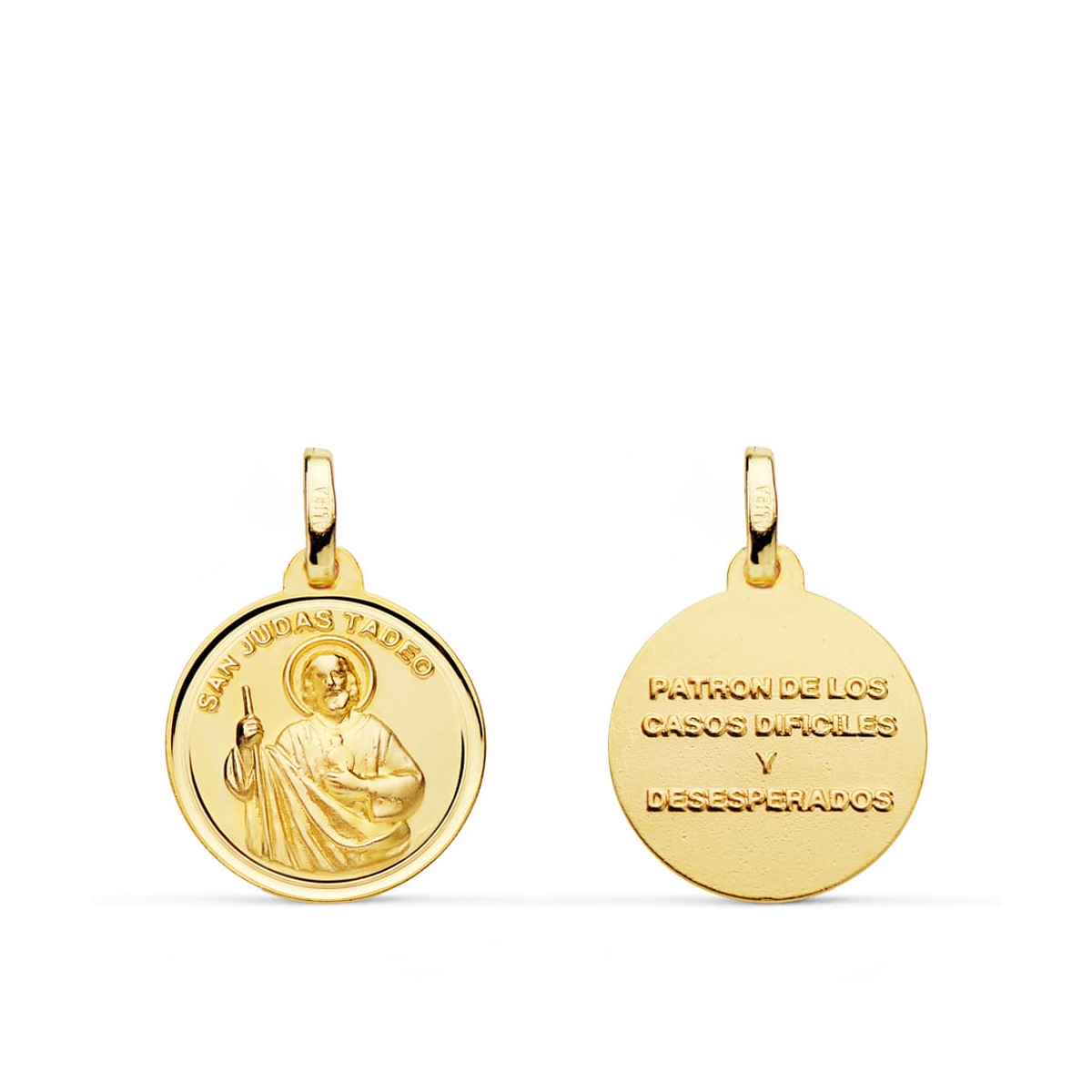 18K MEDALLA ORO AMARILLO SAN JUDAS TADEO TALLA BISEL 16 MM 1
