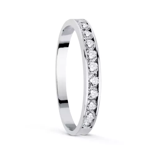 18K ALIANZA ORO BLANCO CARRIL CIRCONITAS. ANCHO: 2