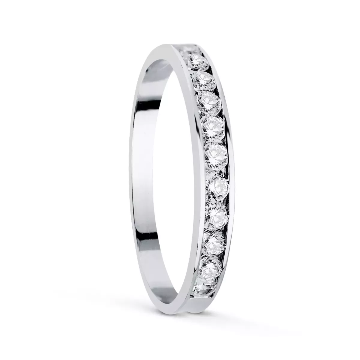 18K ALIANZA ORO BLANCO CARRIL CIRCONITAS. ANCHO: 2