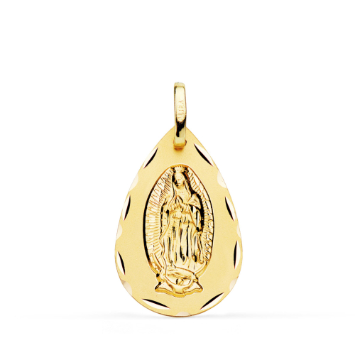 18K MEDALLA ORO AMARILLO VIRGEN DE GUADALUPE GOTA TALLA CLASICA 23X15 MM 1