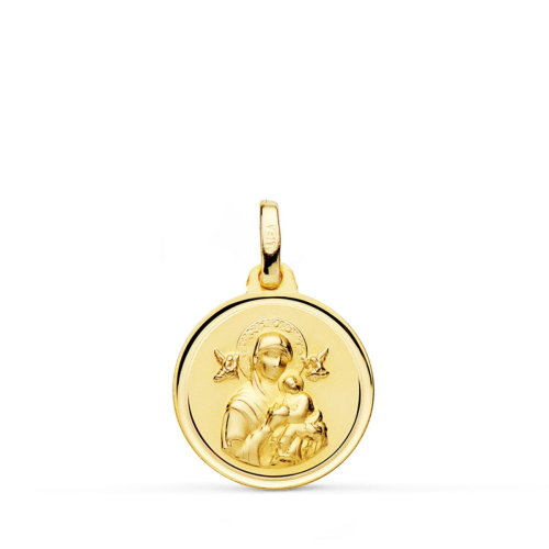 18K MEDALLA ORO AMARILLO VIRGEN DEL PERPETUO SOCORRO BISEL 16 MM 1