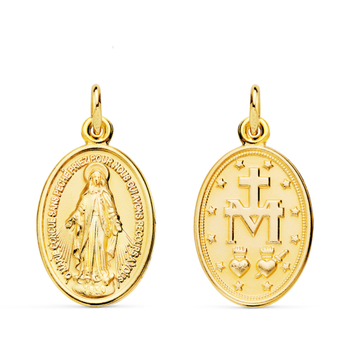 18K MEDALLA ORO AMARILLO VIRGEN MILAGROSA OVAL 20 X 14 MM 1