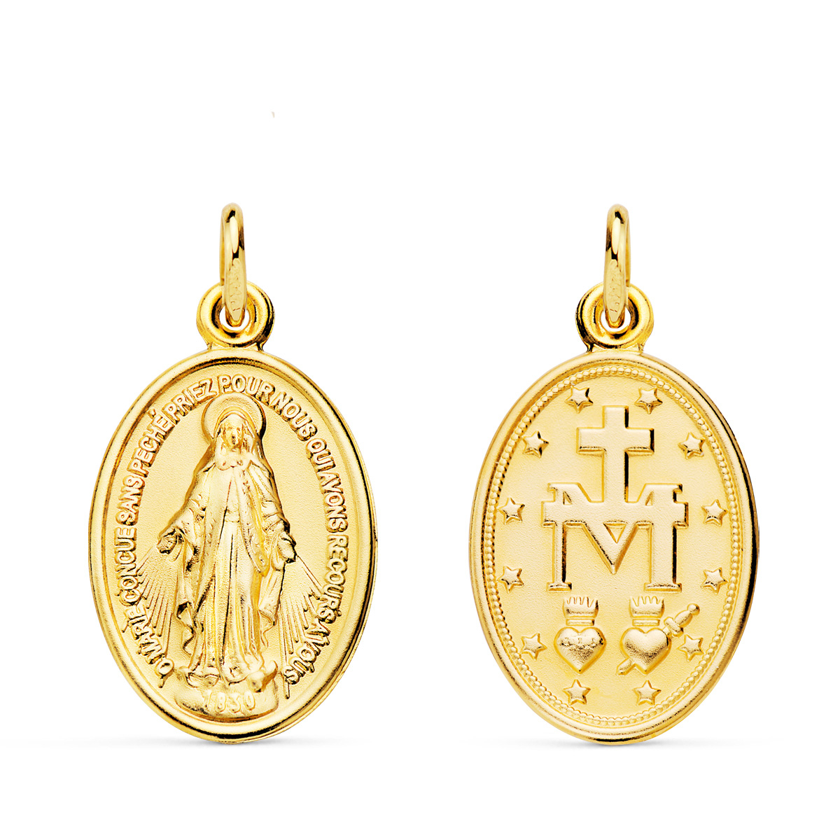 18K MEDALLA ORO AMARILLO VIRGEN MILAGROSA OVAL 20 X 14 MM 1