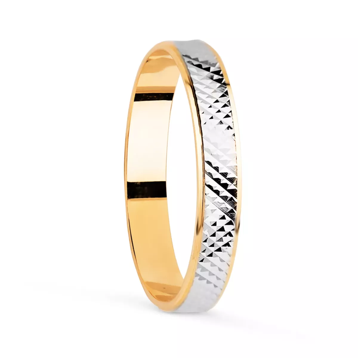 18K ALIANZA ORO BICOLOR TALLADA Y BORDES EN BRILLO 3 MM 1