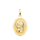 18K MEDALLA ORO AMARILLO VIRGEN NIÑA OVAL EN BRILLO 21X15 MM 1