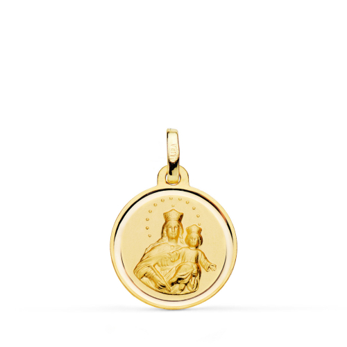 18K MEDALLA ORO AMARILLO VIRGEN MARIA AUXILIADORA BISEL 16 MM 1