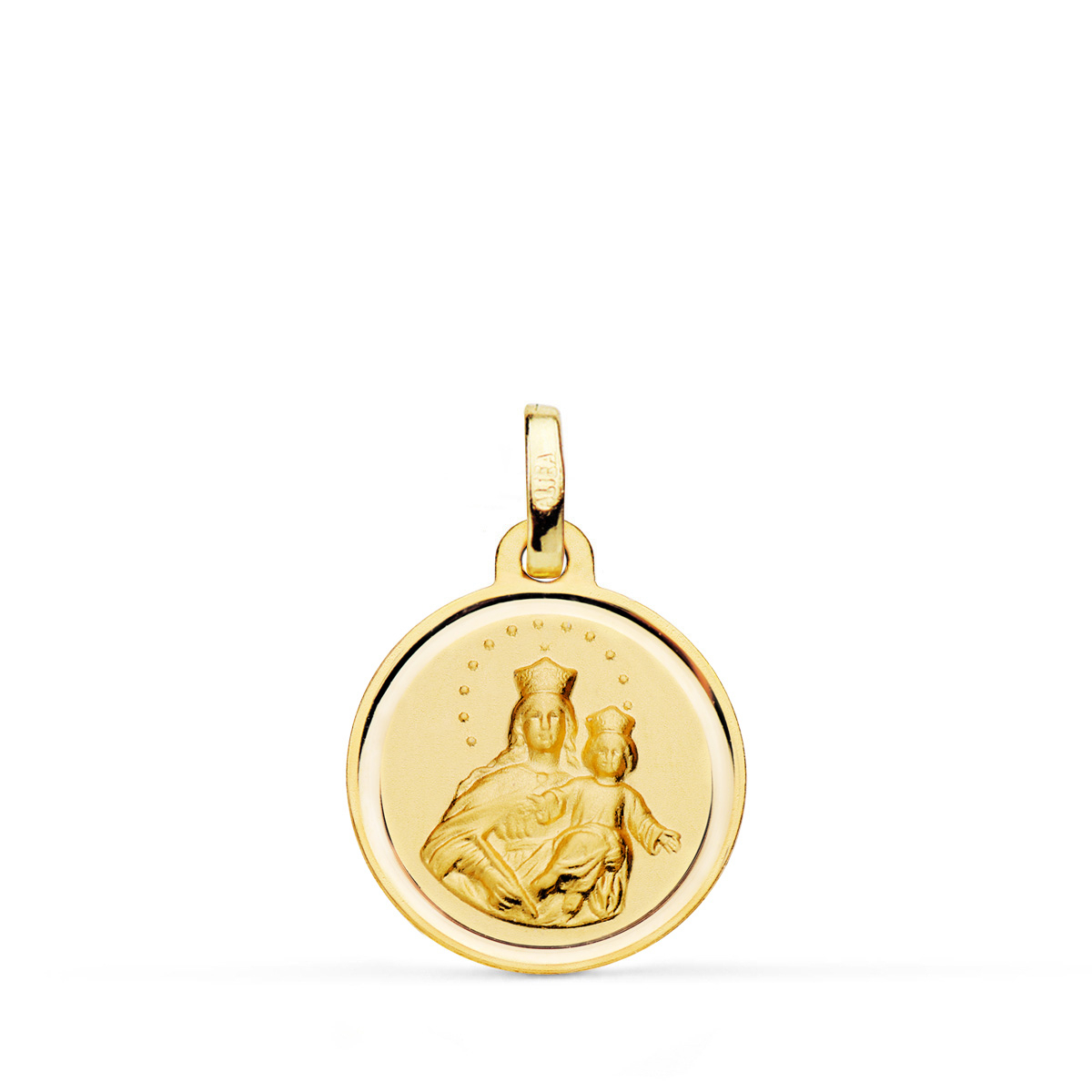 18K MEDALLA ORO AMARILLO VIRGEN MARIA AUXILIADORA BISEL 16 MM 1