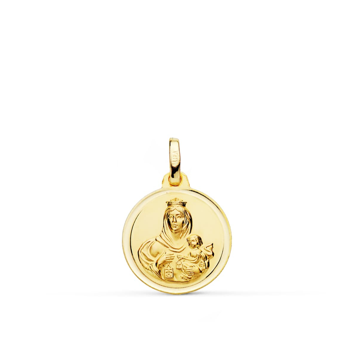 18K MEDALLA ORO AMARILLO VIRGEN DEL CARMEN BISEL 16 MM 1
