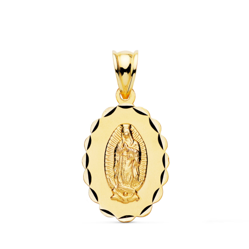 18K MEDALLA ORO AMARILLO VIRGEN DE GUADALUPE TALLA CLASICA OVAL 21X15 MM 1