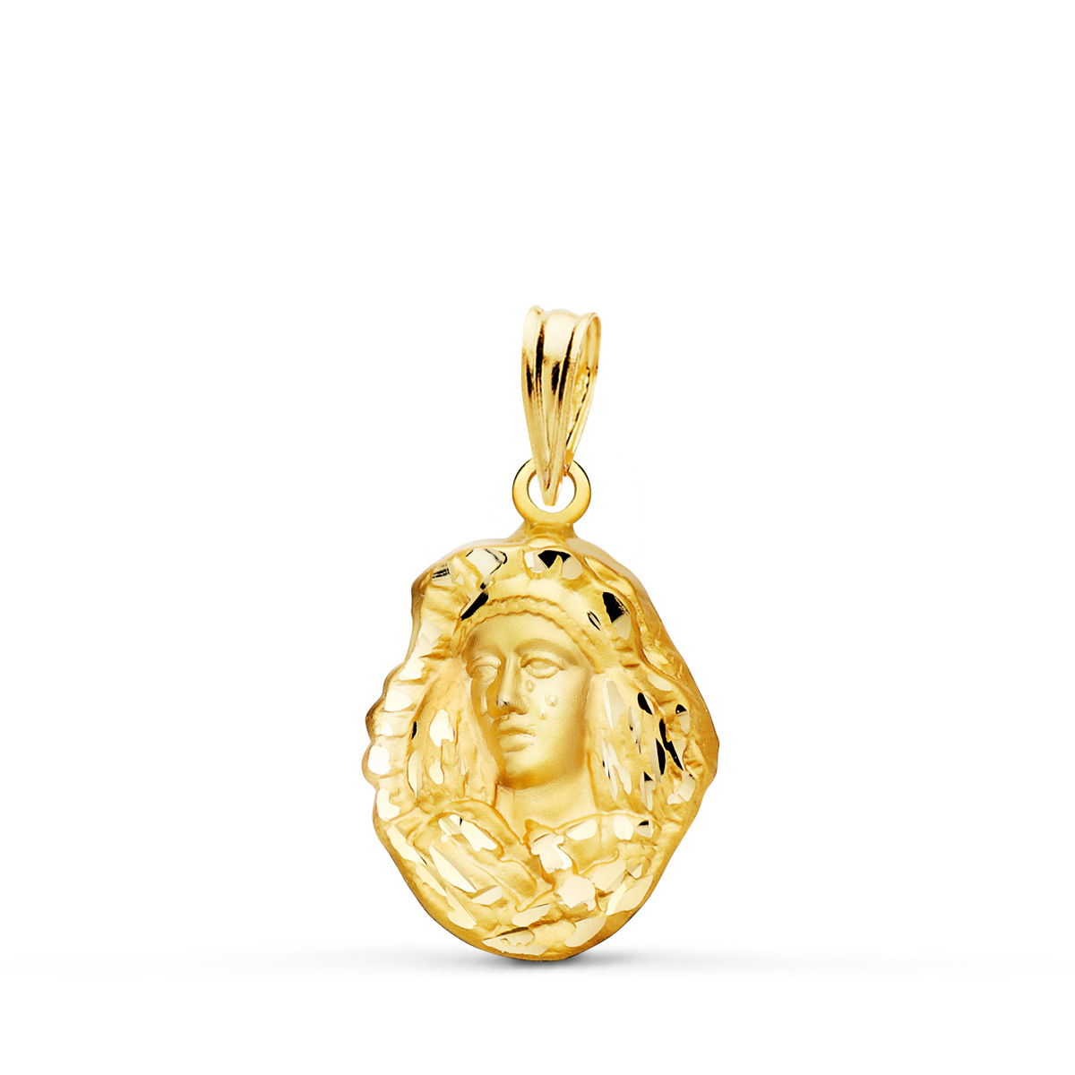 18K MEDALLA ORO AMARILLO ESPERANZA DE TRIANA SILUETA TALLADA 17X13 MM 1