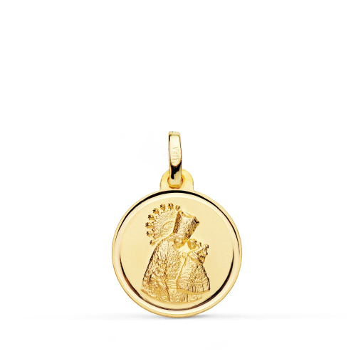 18K MEDALLA ORO AMARILLO VIRGEN DE LOS DESAMPARADOS BISEL 16 MM 1