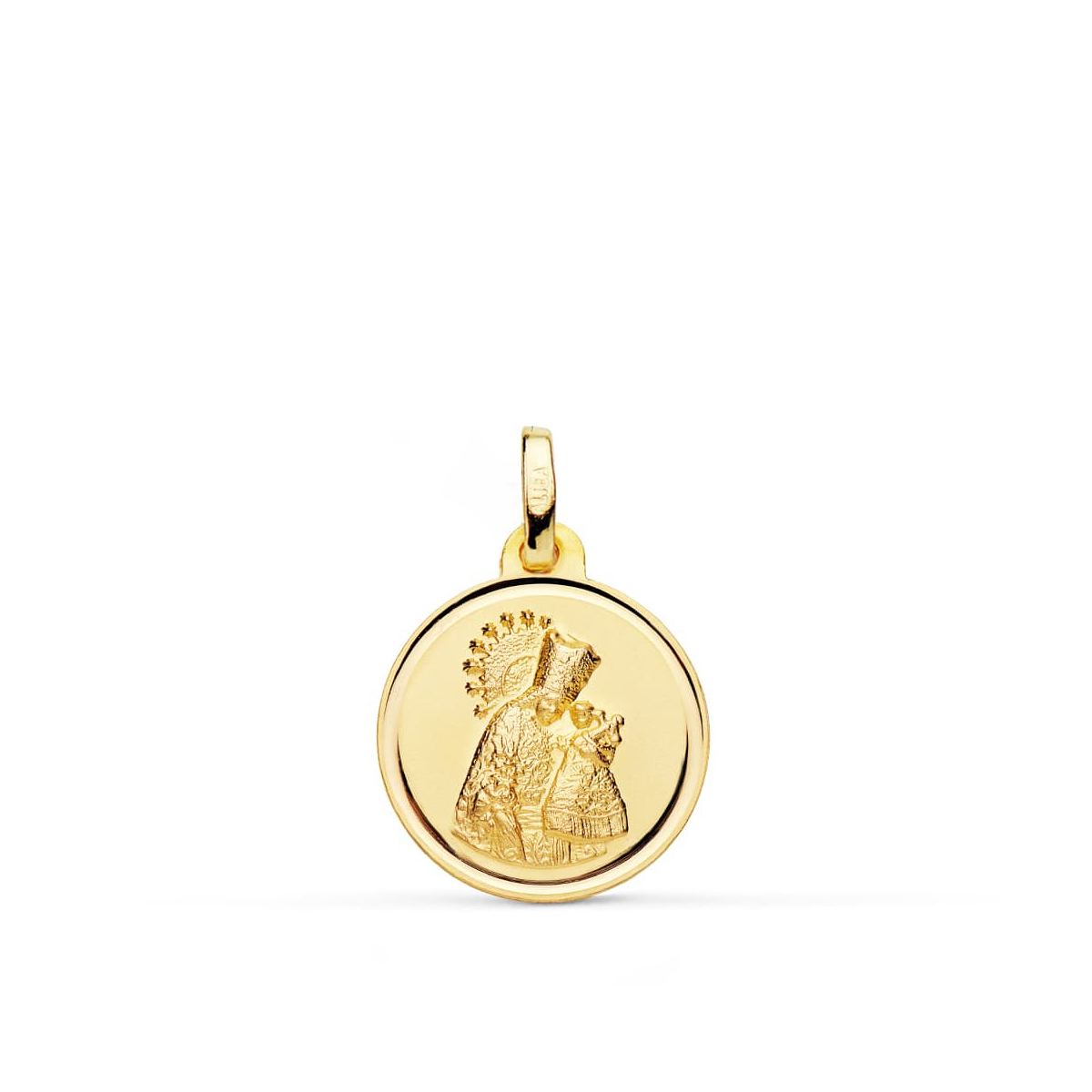 18K MEDALLA ORO AMARILLO VIRGEN DE LOS DESAMPARADOS BISEL 16 MM 1